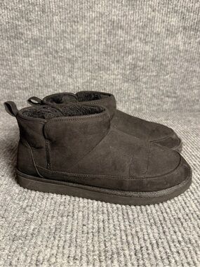 Old Navy Black Cozy Fleece-Lined Slip-On Ankle Boots Size 8